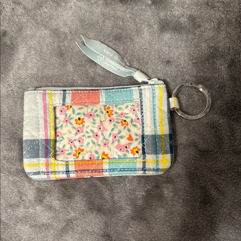 Vera Bradley Plaid and Floral Keychain Wallet